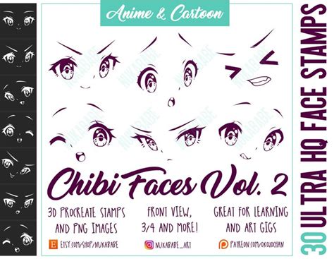 30 Procreate Face Stamps, Anime Eyes Brush Pack for Procreate, Eyebrow ...