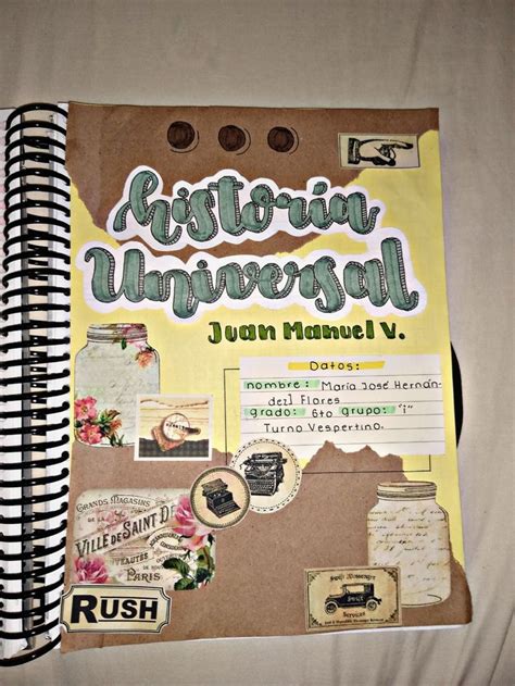 Portada De Historia Universal Cuaderno Manualidades Hacer Portadas