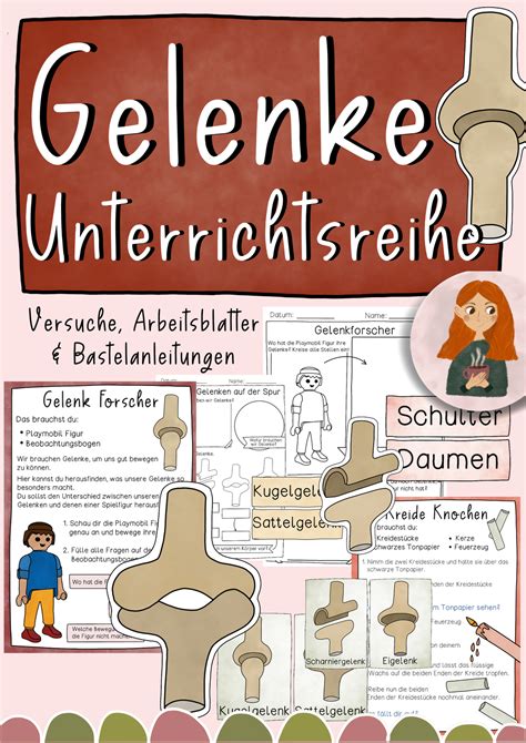 Gelenke Unterrichtsreihe Tafelmaterial Arbeitsblätter Versuche