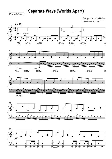 Daughtry, Lzzy Hale - Separate Ways (Worlds Apart) sheet music for ...