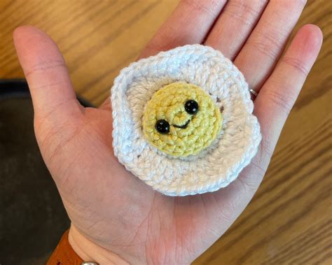 Crocheted Fried Egg Amigurumi Sunny Side Up Eggs Play Food Crochet Egg Imaginative Play