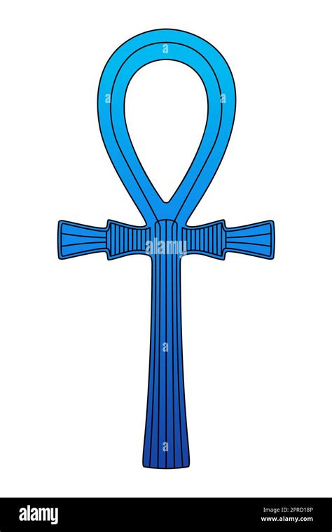 blue ankh sign cross  handle ancient egyptian hieroglyphic symbol