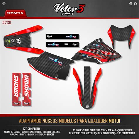 KIT GRÁFICO ADESIVO HONDA CRF 230 250 BIKER Vetor3 Gráficos O