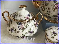 Royal Albert Bone China 100 Years English Chintz Teapot Set 22ct Gold