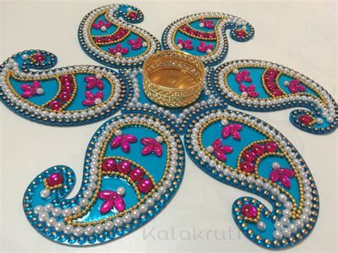 Diwali Acrylic Indian Rangoli With Votive Holder Paisley Etsy