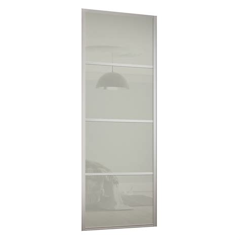 Ellipse Sliding Wardrobe Door 4 Panel Arctic White Glass With Aluminium Frame W610mm Homebase