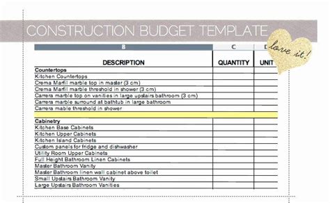 Residential Construction Budget Template Excel Unique Within Home