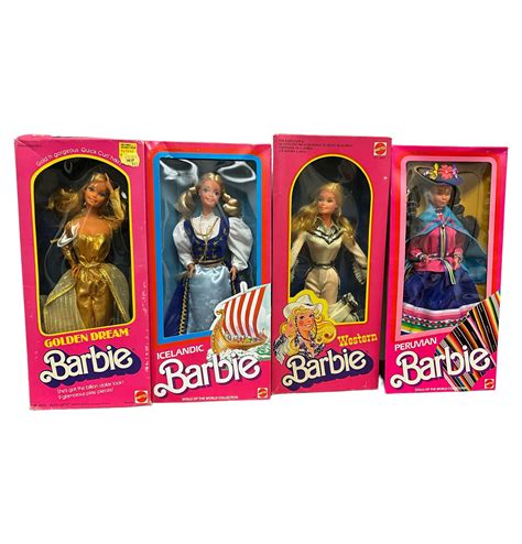 Lot 4 Vintage Barbies Including Foreign