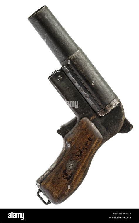 Old Signal Pistol Flare Gun Isolated On White Background Stock Photo