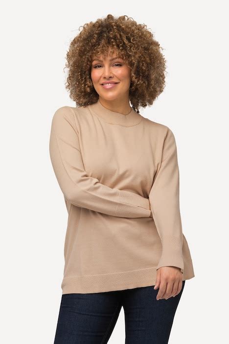 Long Sleeves Mock Turtleneck Sweater Sand Ulla Popken