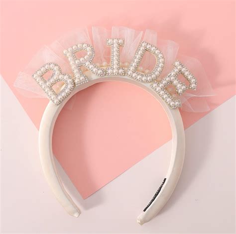 Amazon Agkvw Pearl Veil Bride Headband White Satin Hairband With