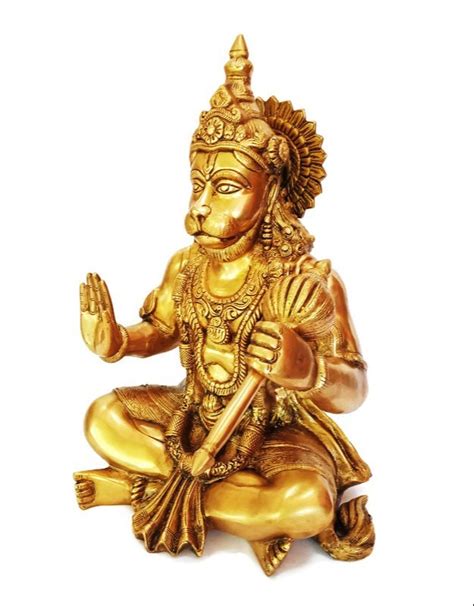 Vikas Golden Gold Plated Brass Hanuman Ji Statue For Worship Size