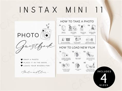 Editable Camera Instructions And Photo Guestbook Sign Wedding Instax