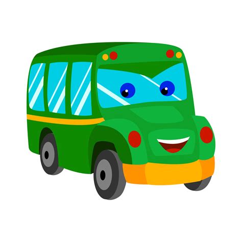 cartoon image of a bus. a green bus with eyes 6815857 Vector Art at ...