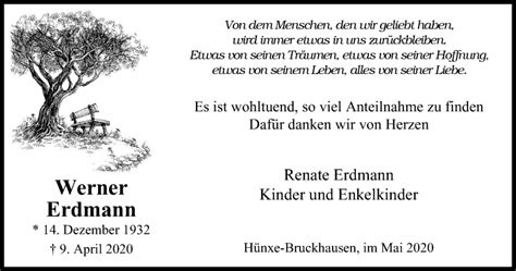 Traueranzeigen Von Werner Erdmann Trauer In Nrw De