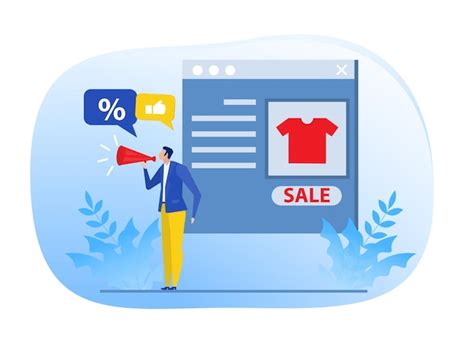 Conceito de descontos do comerciante de marketing digital de promoção