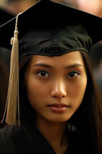 Una mujer con toga y birrete de graduación Foto Premium