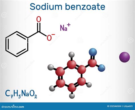 Sodium Benzoate Molecule It Is Antimicrobial Antifungal Preservative In Pharmaceutical