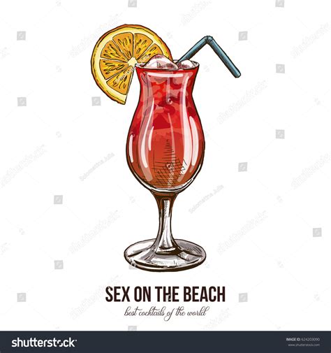 Sex On Beach Cocktail Vector Illustration เวกเตอรสตอก ปลอดคา
