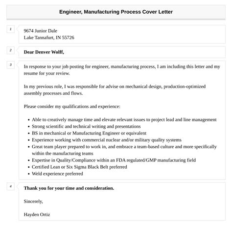 Engineer Manufacturing Process Cover Letter Velvet Jobs