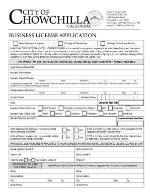 Fillable Online Business License Application Out Of Town Fax Email