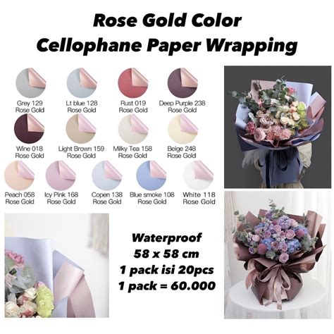 Jual Kertas Cellophane Buket Bunga Rose Gold Color Flower Wrapping