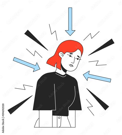 Overthinking Disorder Flat Line Concept Vector Spot Illustration