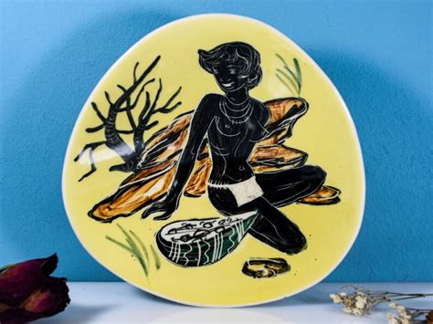 Small Majolica Plate African Naked Woman Plate Vintage Etsy