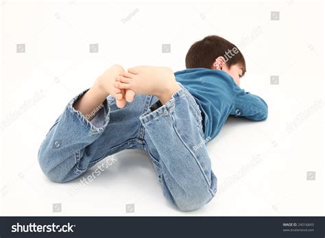 Adorable Barefoot Boy With Toes In The Air Stock Photo 24016843