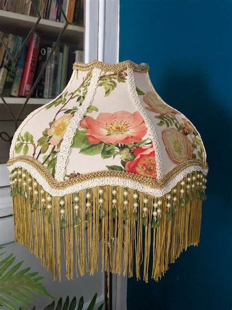 Victorian Lampshade Wild Roses Downton Abbey Shade Fringed Lampshade