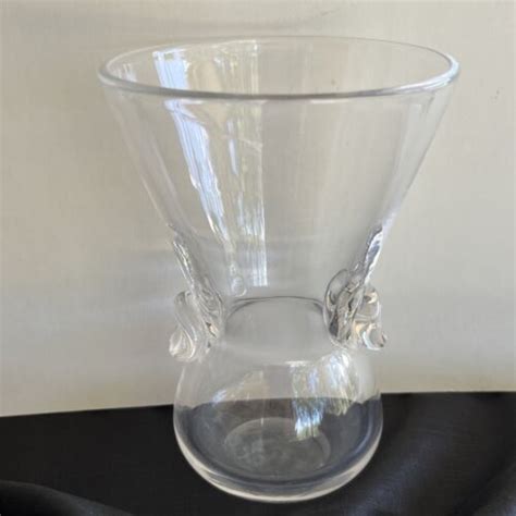 Vintage Steuben Clear Crystal Vase Designed By David Hills Signed