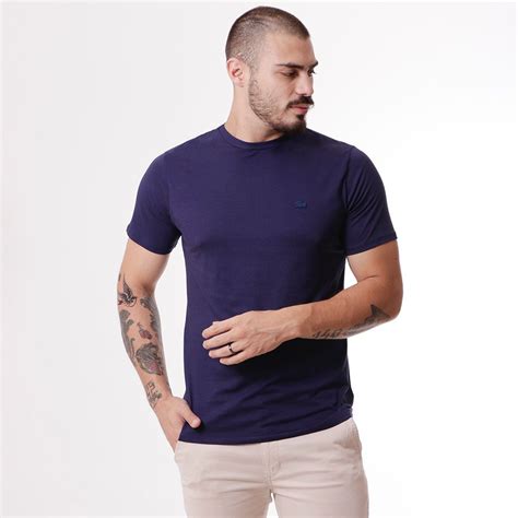 Camiseta Básica Lacoste Azul Marinho Logo mono Pima Zeus Select