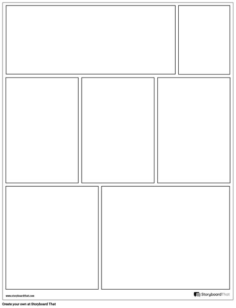 Graphic Novel Layout Skabelon Portræt 7 Frames