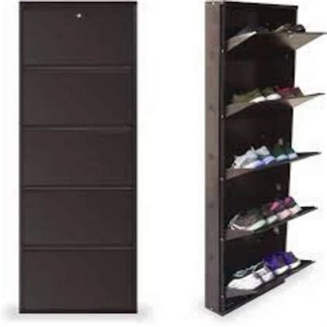 Powder Coated Mild Steel Metal Shoes Rack 4 Shelves Floor Mount At Rs