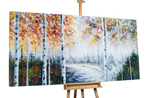 XXL Oil Painting Trees Nature Forest Autumn KunstLoft