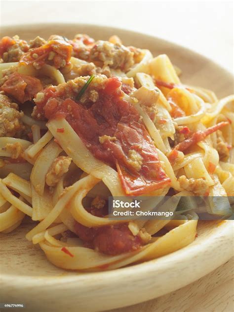 Italian Fusion Food Spaghetti With Thai Northern Style Chilli Dip Stock