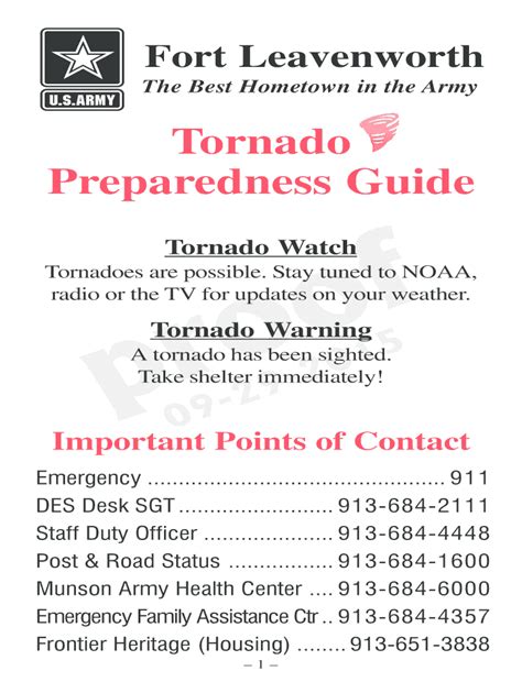 Fillable Online Garrison Leavenworth Army Tornado Pocket Guide Tornado