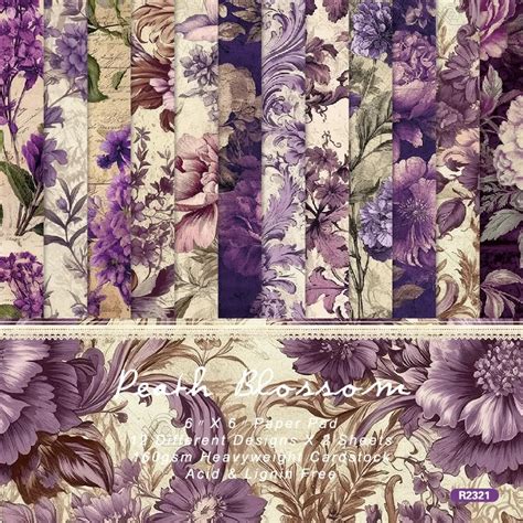 Panalisacraft 24 Sheets 6 X6 Purple Style Floral Scrapbook Paper