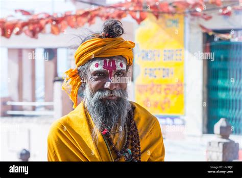 Sadhu Holy Man Portrait Varanasi Uttar Pradesh India Stock Photo