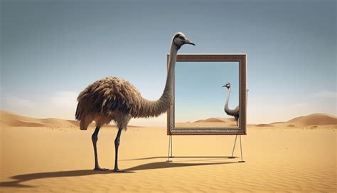Premium Ai Image An Emu Stands In Front Of A Picture Frame In The Desert