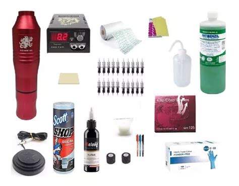 Kit Para Tatuar Con Maquina Pen Fuente Pedal Tinta Cartucho Meses Sin