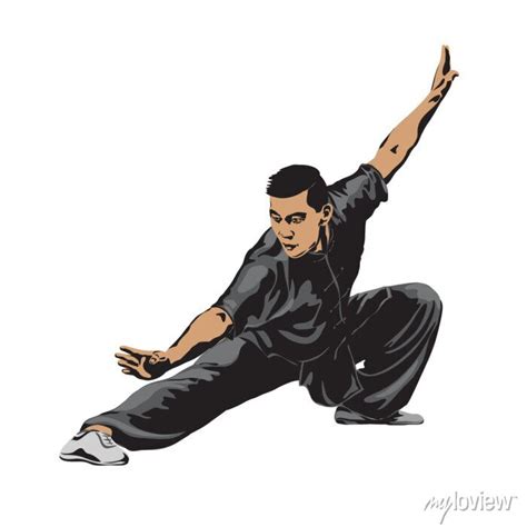 Male Showing The Rack Position Wushu Art Of Wushu Vector Illustration