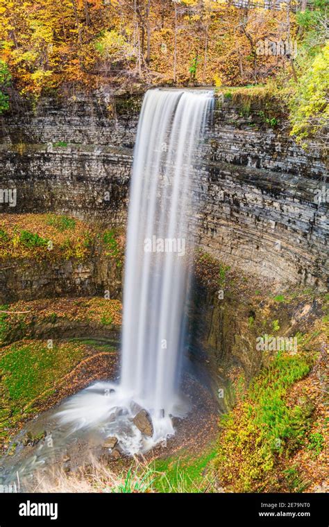 Niagara Escarpment Bruce Trail Autumn Waterfalls And Forest Stock Photo