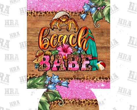 Western Beach Babe Can Cooler Png Sublimation Design Leopard Etsy