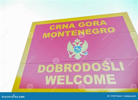 Road Sign Border, between Montenegro and Croatia Border Stock Photo ...