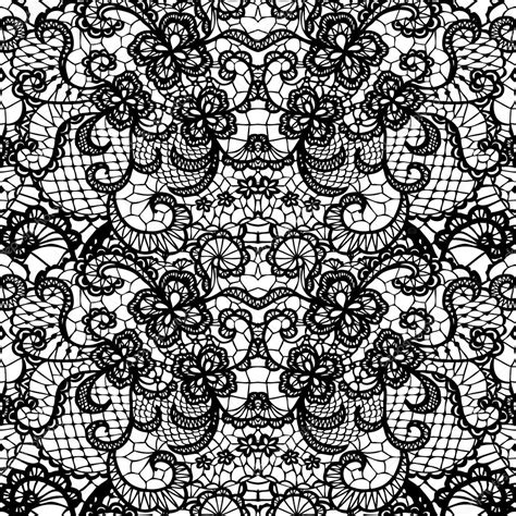 Lace Black Seamless Pattern With Flowers Stock Vector Image By