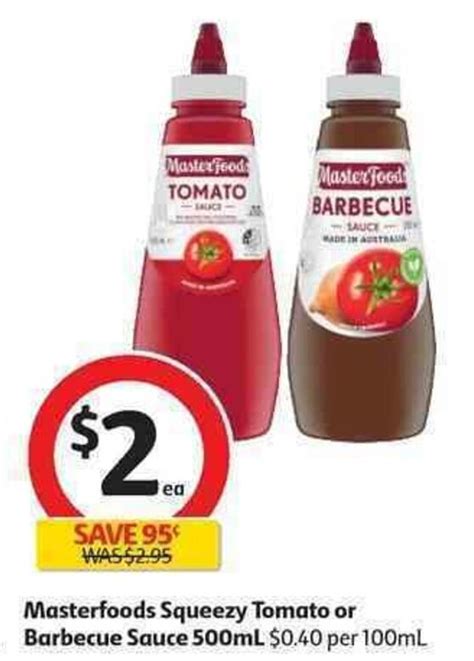 MasterFoods Squeezy Tomato Or Barbecue Sauce 500ml Offer At Coles