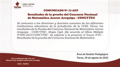 Comunicado Nº77 2023 AGP Noticias Unidad de Gestión Educativa Local