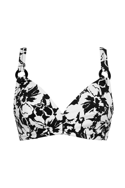Cali Recycled Hidden Underwired Bikini Top In Black White Pour Moi
