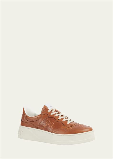 Gucci Chunky B Monogram Leather Low Top Sneakers Brown Editorialist